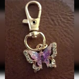 Source Unknown Butterfly Keychain with Purple and Gold